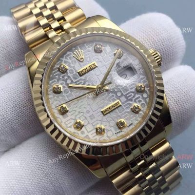 Copy Rolex Datejust Watch Silver Computer Face Gold Jubilee Watch 36mm